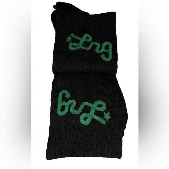 LRG Lifted Research Group Crew Socks 1 Pair Men 6.5-12 Black w/ Green Logo NEW! - Picture 5 of 10